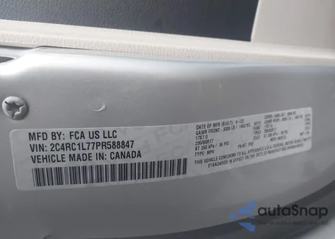 2023 Chrysler Pacifica Hybrid Touring L z USA, uszkodzony, nr VIN 2C4RC1L77PR588847